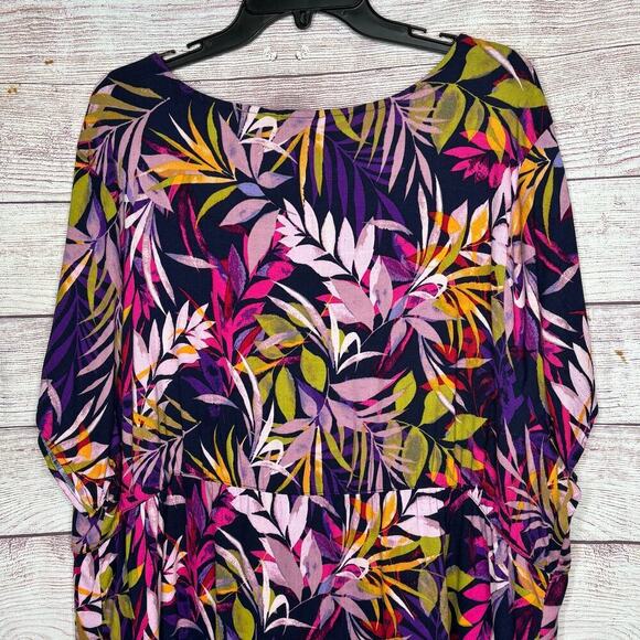 Torrid Palm Tree Tropical Summer Popover Short Sleeve Blouse Size 4X Plus - Picture 5 of 15